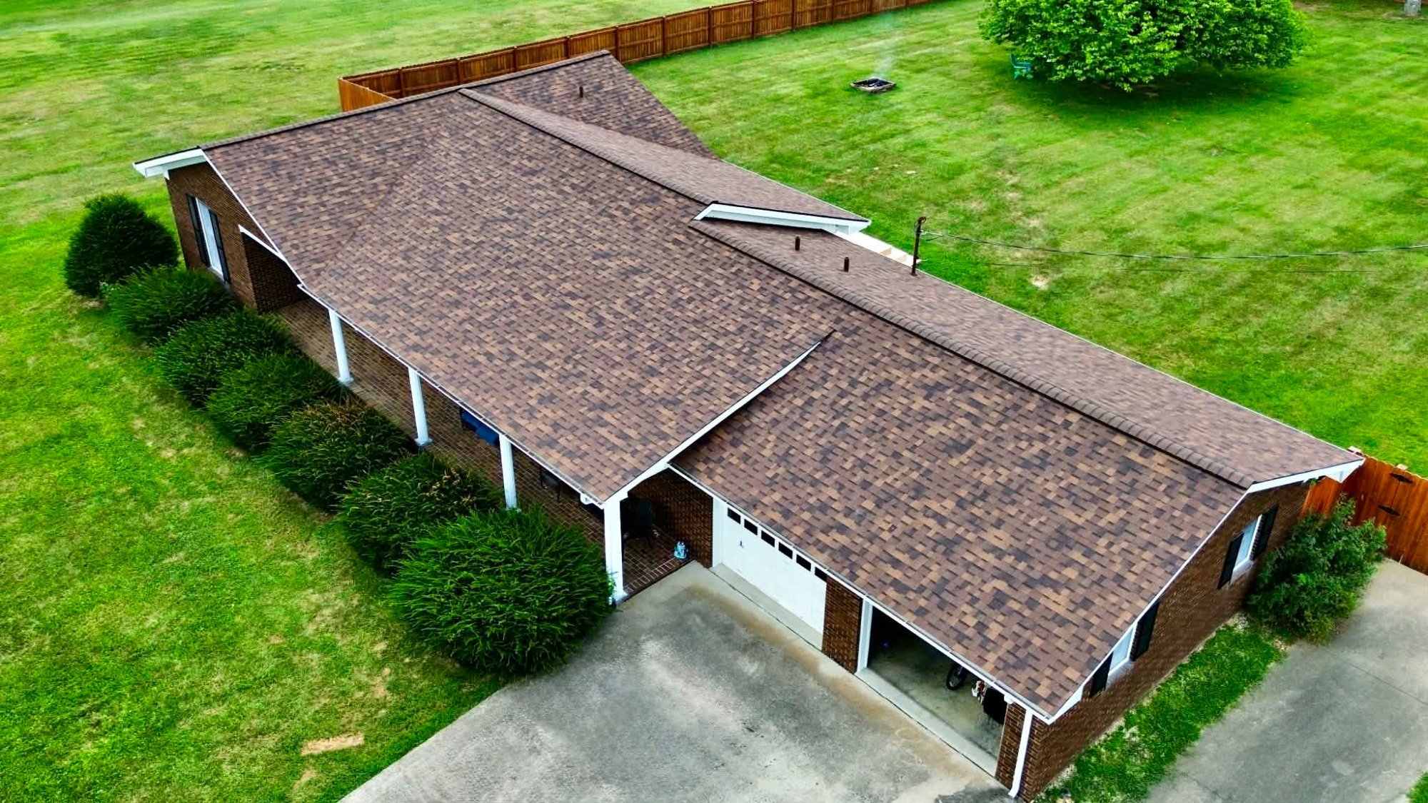 Full Replacement — Brown Shingles on Ranch Home — Rook Roofing & Restoration Ashland KY