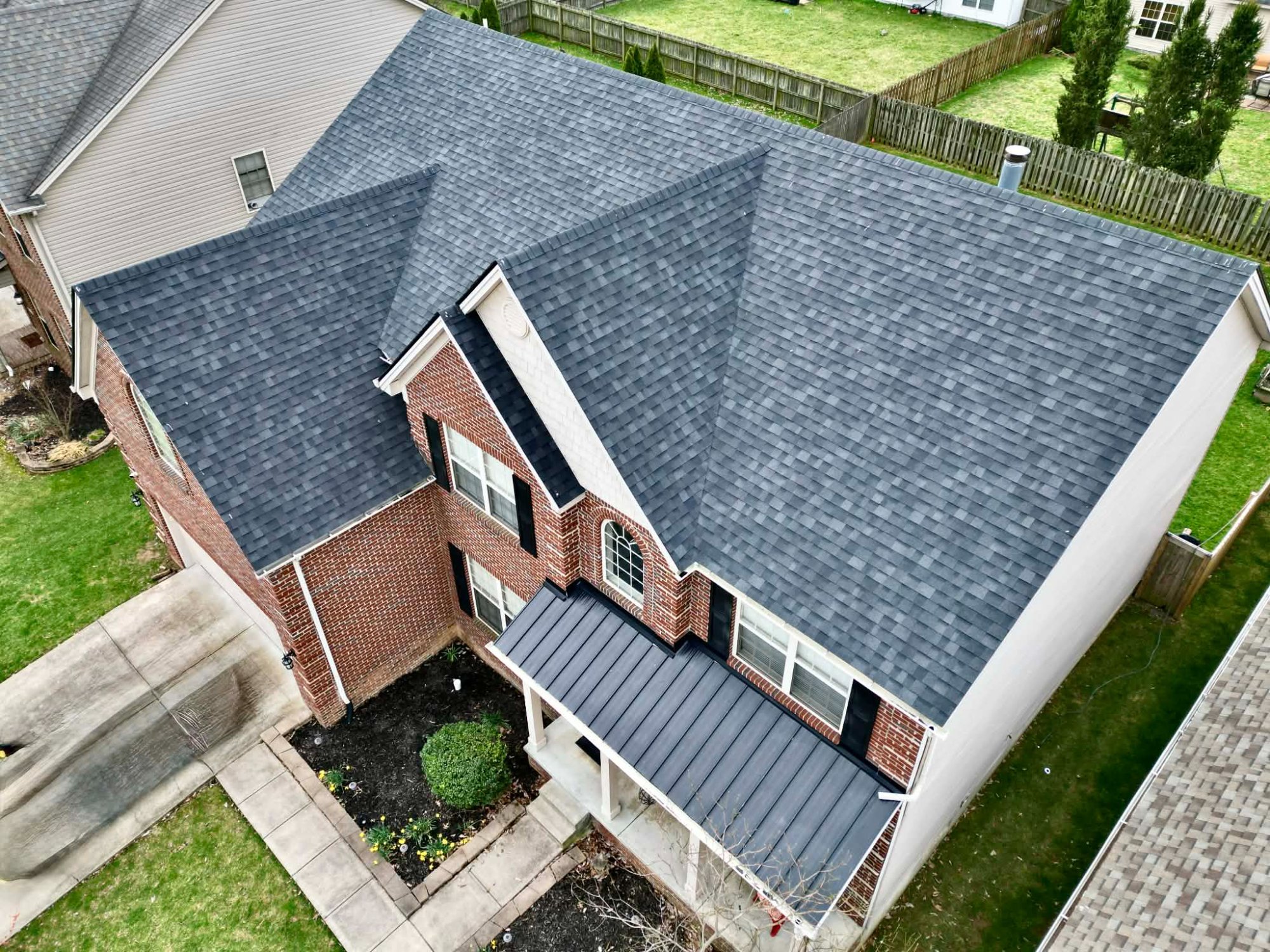 New Installation — Slate Gray with Metal Accent Roof — Rook Roofing & Restoration Ashland KY